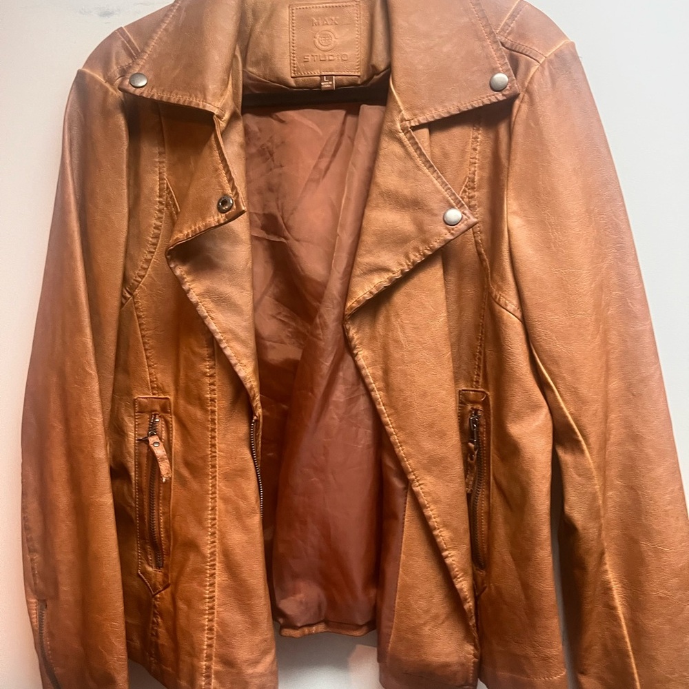 Max Studio Brown Faux Leather Jacket